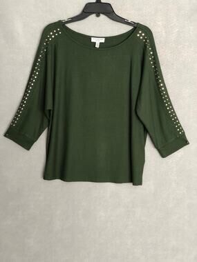 Rio & Rian Dolman 3/4 Sleeve Top Boat Neck Dark Forest Women's XL NEW